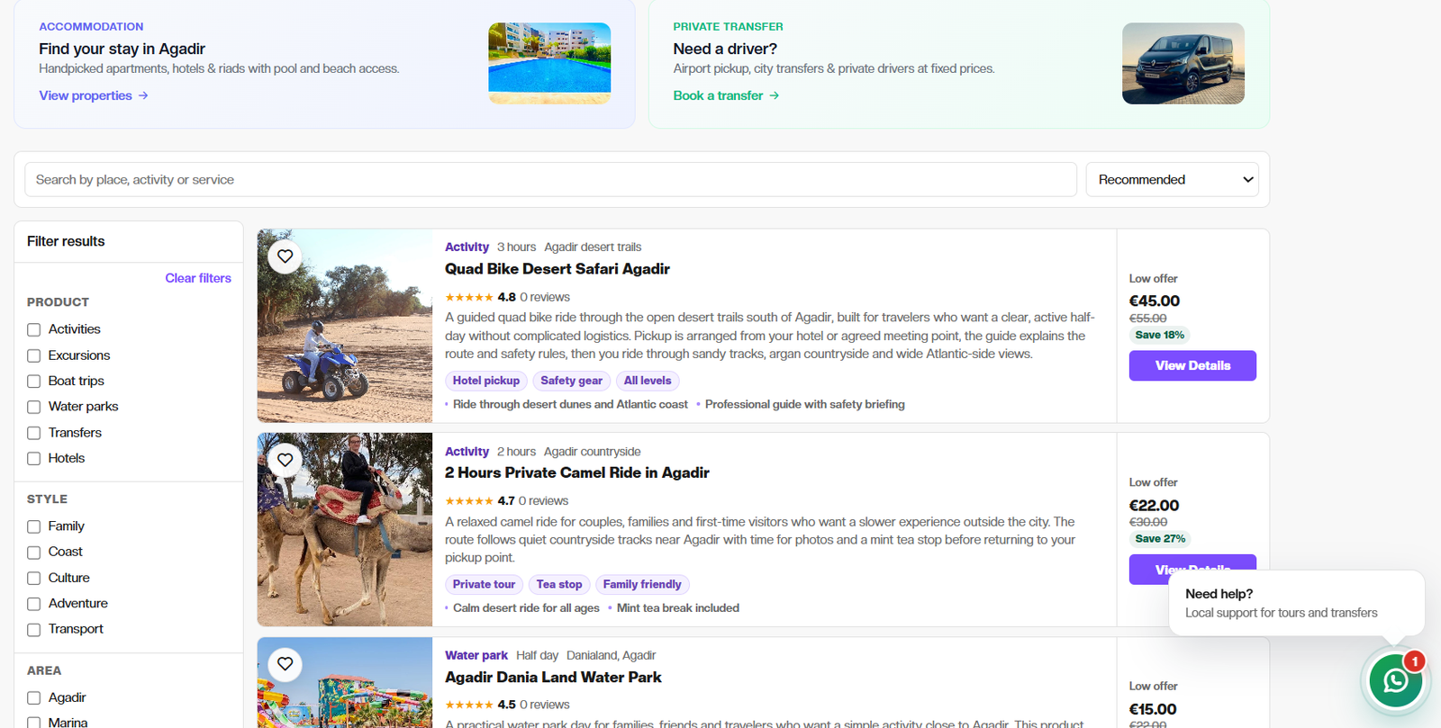 Visit Agadir City — Project screen